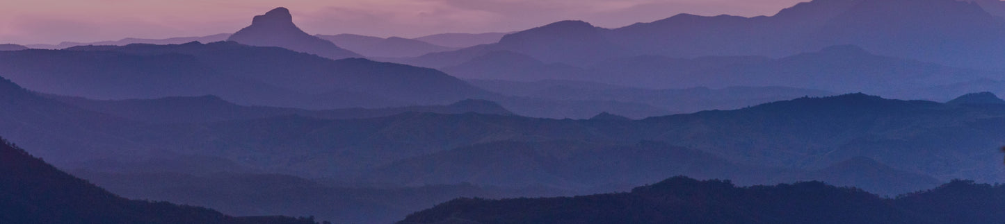 A dark landscape image of mountains used for our Lavender Grosso Essential Oil