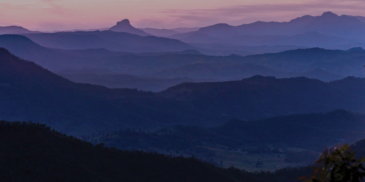 A dark landscape image of mountains used for our Lavender Grosso Essential Oil