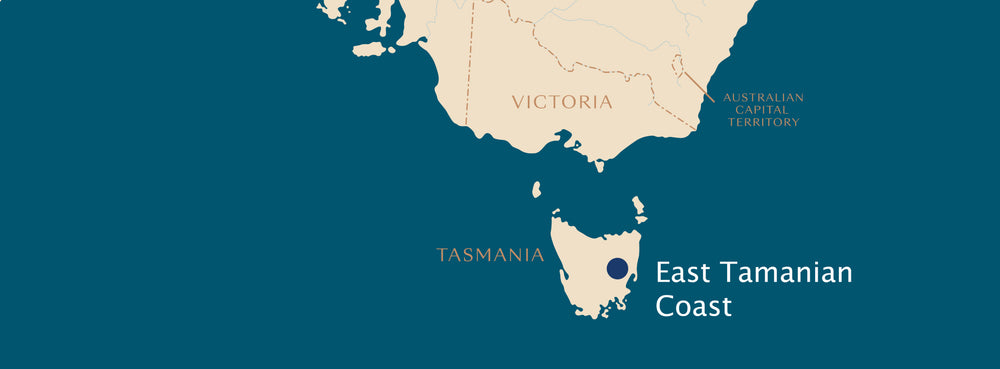 A map of the Eastern Tasmanian Coast where Kunzea is produced