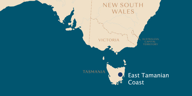 A map of the Eastern Tasmanian Coast where Kunzea is produced