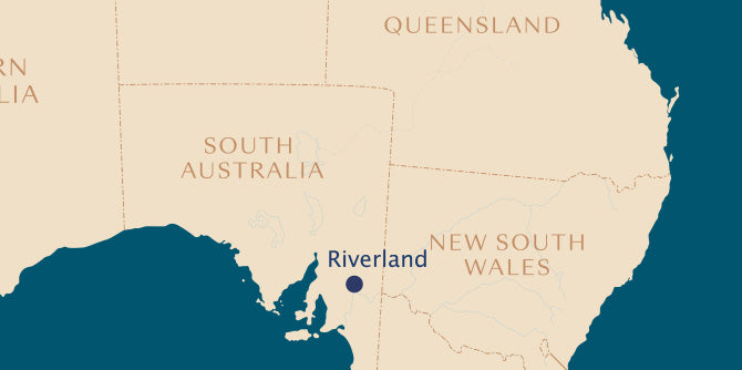 A map of Australia with Riverland, SA pinned 